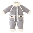 thumbnail image 3 of akafmk Baby Romper Winter Warm Fleece Lined Rompers Stand Collar Button Up Thickened Warm Outdoor One Piece Snowsuit, Size 1-2 Years, 3 of 8
