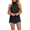 thumbnail image 4 of BadPiggies Women's Sleeveless Tie Halter Neck Summer Tops Loose Casual Tank Top Blouse Shirts (S, Black), 4 of 5