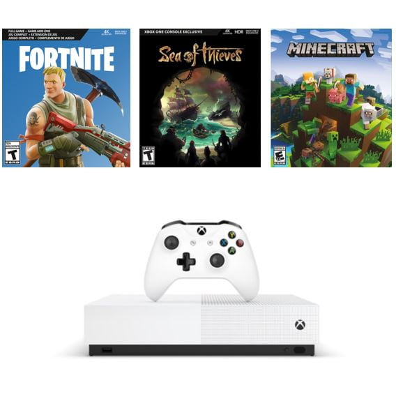 Microsoft Xbox One S 1tb All Digital Edition 3 Game Bundle Disc Free Gaming White Njp 00050 Walmart Com Walmart Com