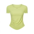 thumbnail image 1 of Top deportivo de manga corta con escote en V pequeño para mujer, para fitness, running, ajustado, adelgazante, yoga, 1 of 1
