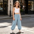 thumbnail image 5 of Ruyang 3T-15Years Girls Lightweight Baggy Joggers Elastic Waist Wide Leg Pants Kids Teen Hip Hop Dance Casual Sports Trousers, 5 of 7