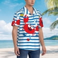 thumbnail image 2 of Lsque Red Funny Crab on Blue Stripe pattern Hawaiian Shirt for Men, Unisex Summer Beach Casual Short Sleeve Button Down Shirts-3X-Large, 2 of 9