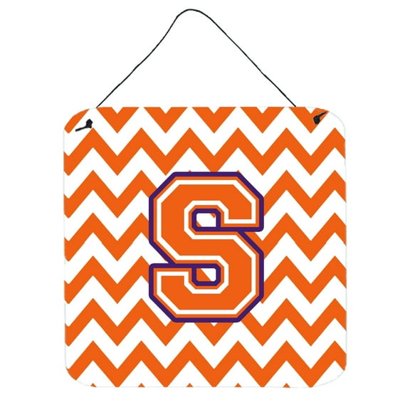 Letter S Chevron Orange and Regalia Wall or Door Hanging Prints