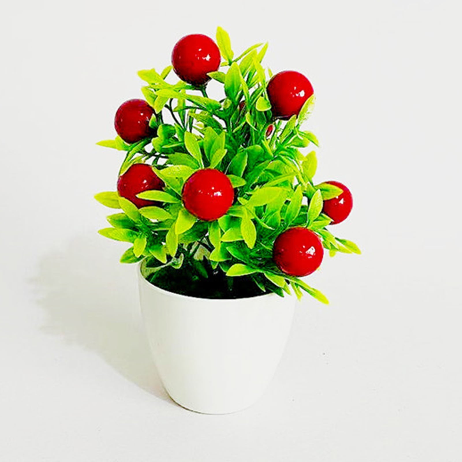 Visland Artificial Potted Apples Tree Plants Fake Bonsai, Faux Mini