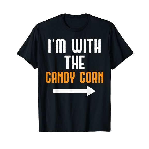 I'm With The Candy Corn Shirt Costume Funny Halloween Couple Black T-Shirt Gift