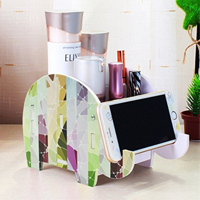 Mokani Pen Pencil Holder with Cell Phone Stand Cute Elephant Shaped Desk Organizer Decoration for Office Home