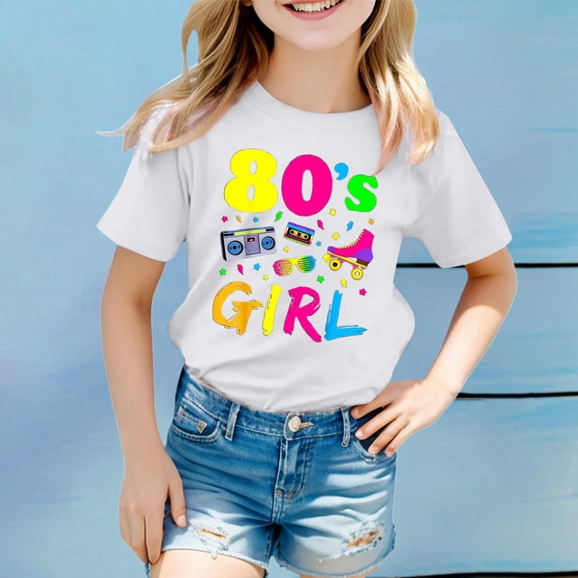 Chandails pour Filles Imprimé Chandails à Manches Courtes pour Filles Col Rond Chandails d'Été pour Filles Chandails Mignons pour Filles 4-5 Ans Mode pour Filles