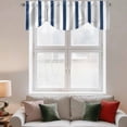 thumbnail image 3 of Navy Blue Grey Stripe Tie Up Valances Curtain, Adjustable Kitchen Classic Modern Valances for Windows Decor, Rod Pocket Short Curtains Set for Bedroom/Bathroom, 54"x18", 3 of 9