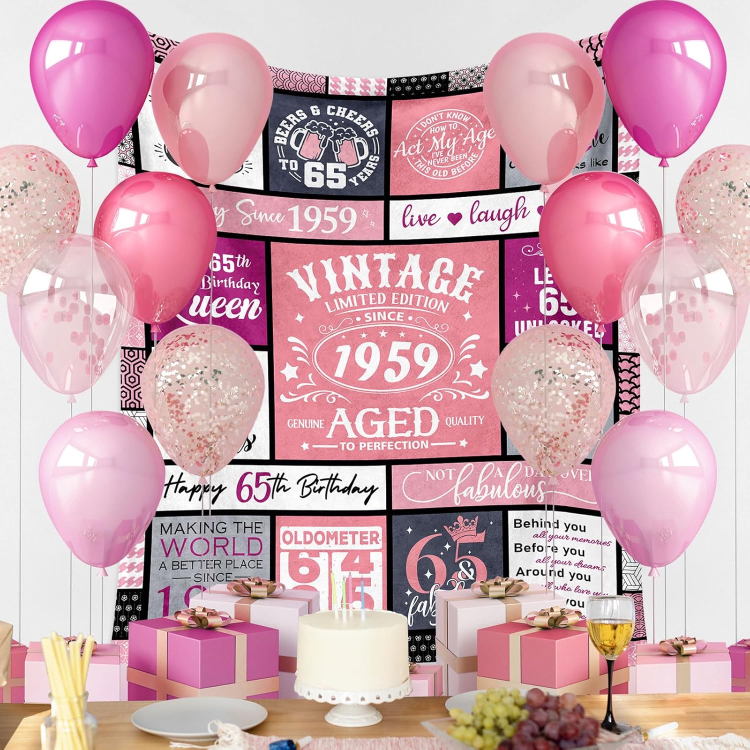 65th Birthday Gifts for Women Blanket 60"x 50", 65 Year Old Birthday Gifts for Women, Gifts for 65 Year Old Woman, 1959 Birthday Gifts for Women, 65th Birthday Gifts for Her