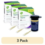 (3 pack) OneTouch Verio Test Strips for Diabetes - 30 Count | Diabetic Test Strips for Blood Sugar Monitor | Home Self Glucose Testing | 1 Box (30 Test Strips)