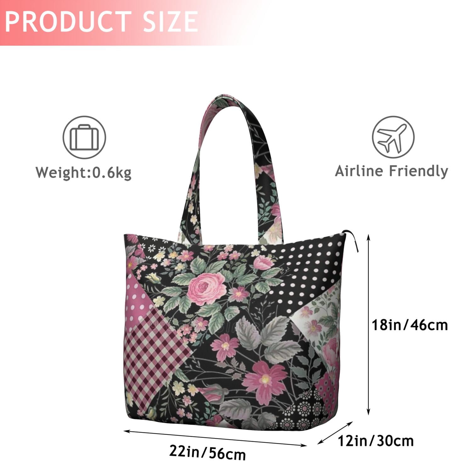 Pioneer Flower Floral Print Pattern Travel Tote Bags for Women Carry On,Large Weekender Bags for Women Travel,Multi Functional Duffle Bag for Work,Shopping,Sports