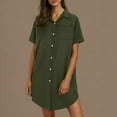thumbnail image 2 of Bovxnpu Summer Plus Size Dresses for Women, Women's Casual T Shirt Dress, Women's Button Up Shirt Skirt Cotton And Linen Mini Dress Shirt Dress XXL, 2 of 8