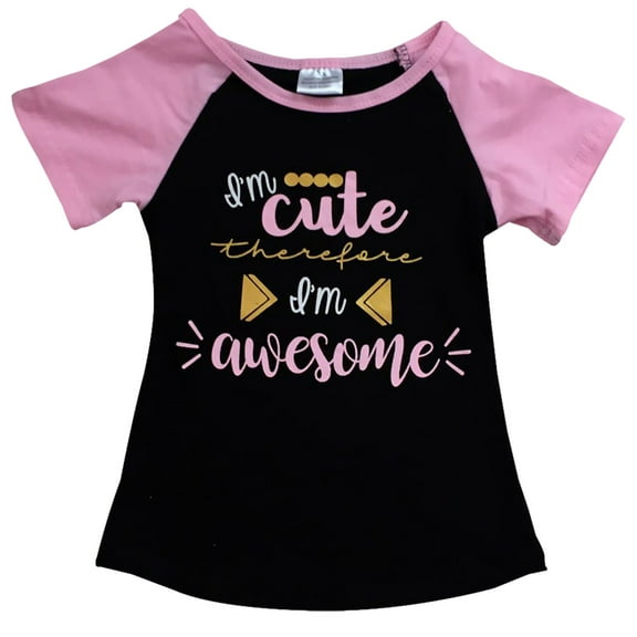 Toddler Girls Lovely Short Sleeve Cute Awesome Raglan Summer Top T Shirt Tee Black 2T XS (P201446P)