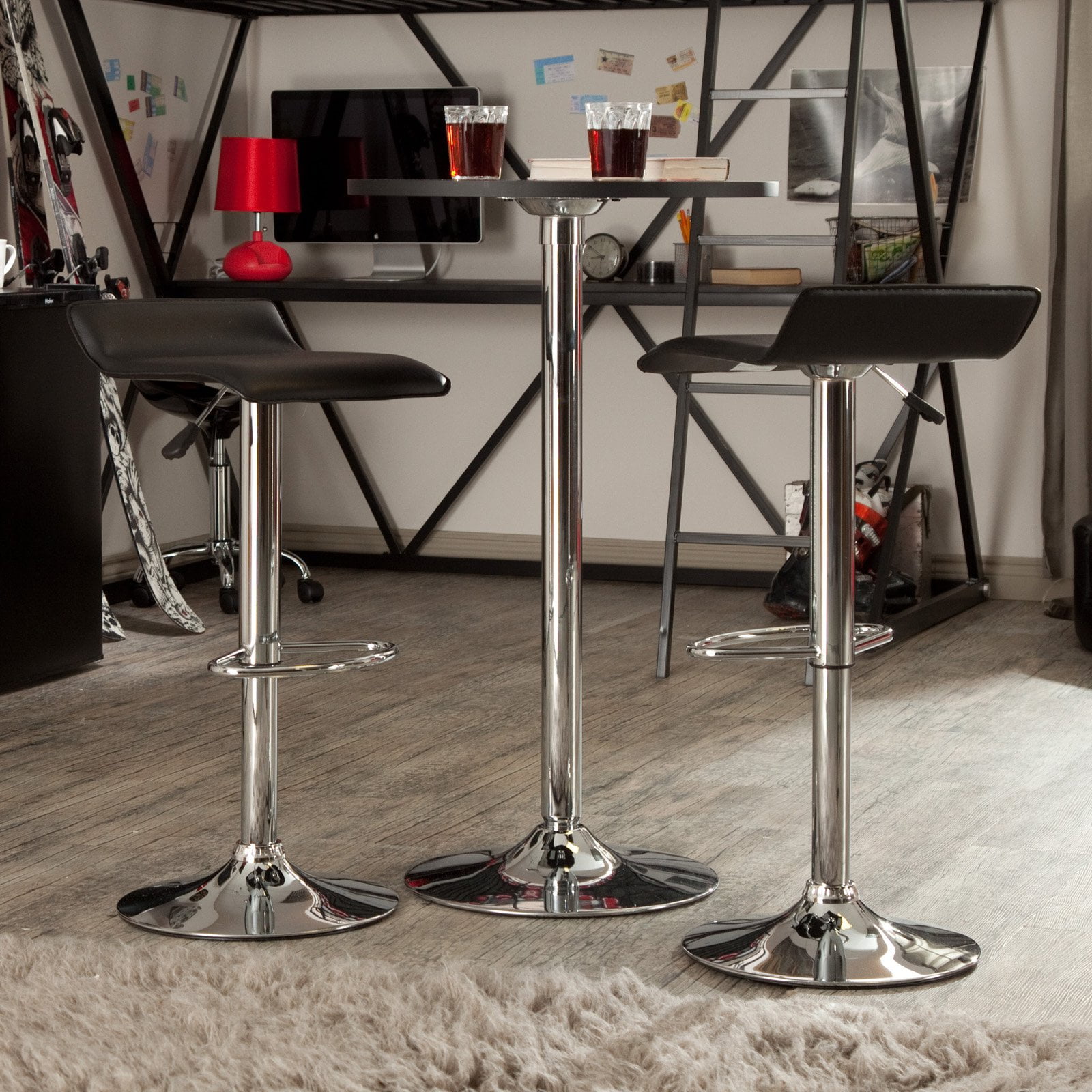 Winsome Wood Spectrum Pub Table Stools 3pc Set Black Chrome Winsome Wood Spectrum Pub Table Stools 3pc Set Black Chrome