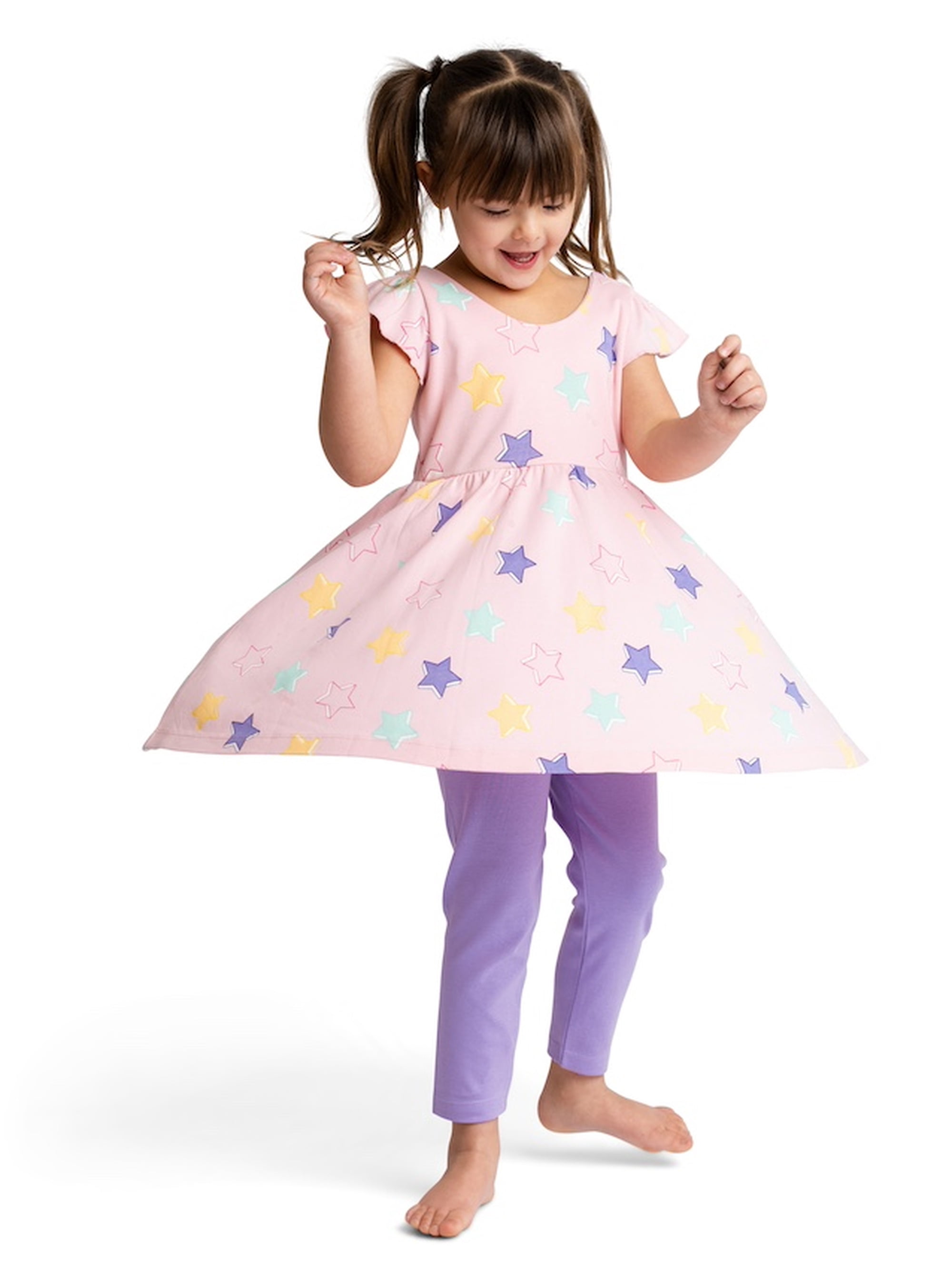 M+A By Monica + Andy Organic Cotton Short Sleeve Let's Dance Dress and Legging Set, Sizes 12-18M to 5T