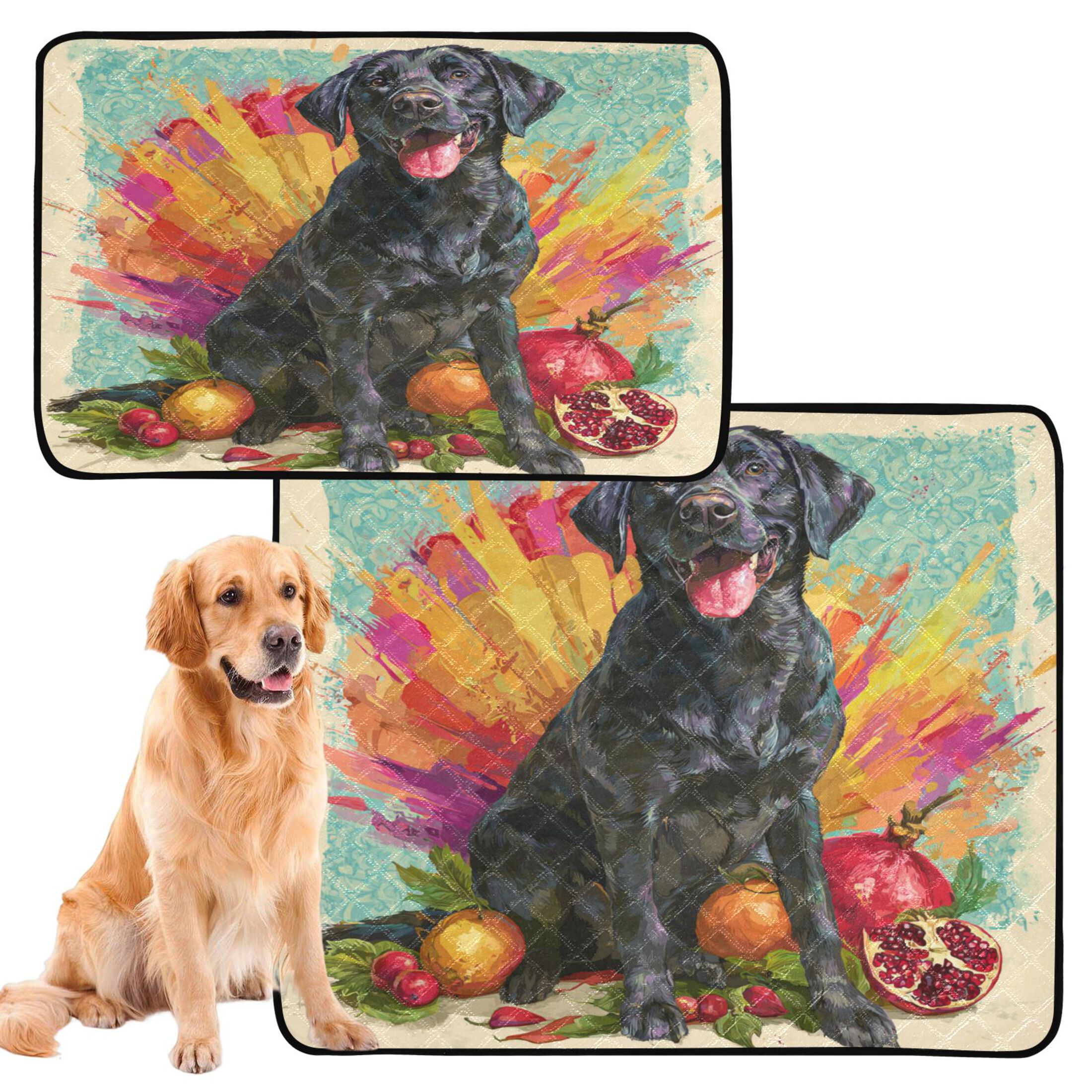 Qxltty Black Labrador Cat litter Pads Pet Set of 3 Diaper Mats Center Anti-leakage Layer Absorbent Soft and Comfortable