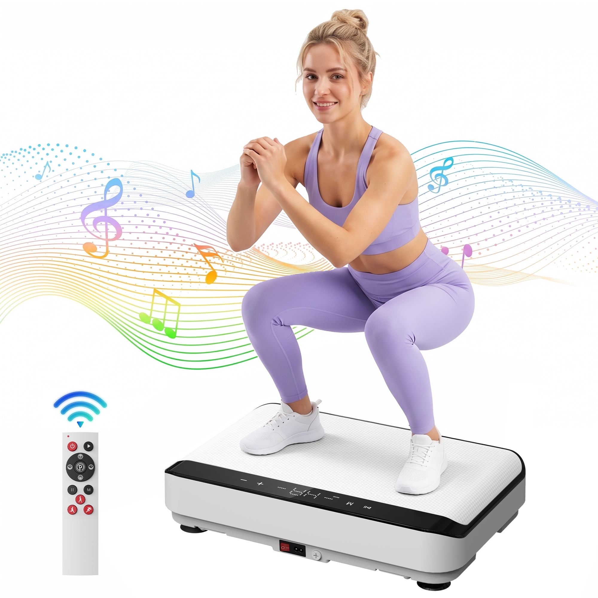 Vibration Plate Machine for Home Fitness & Whole Body Workout, Vibrating Plate for Lymphatic Drainage, 440 Lbs Exercise Machine, Vibration Fitness Platform with Remote Control, White