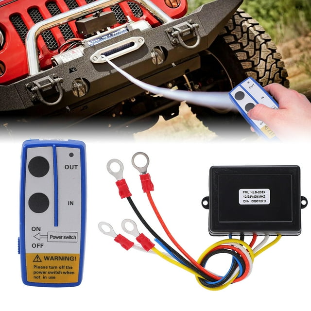Kit de Télécommande pour Treuil, Récepteur 12V/24V, Distance de Télécommande 75 Pieds, Facile, Indicateurs Visuels, Portable