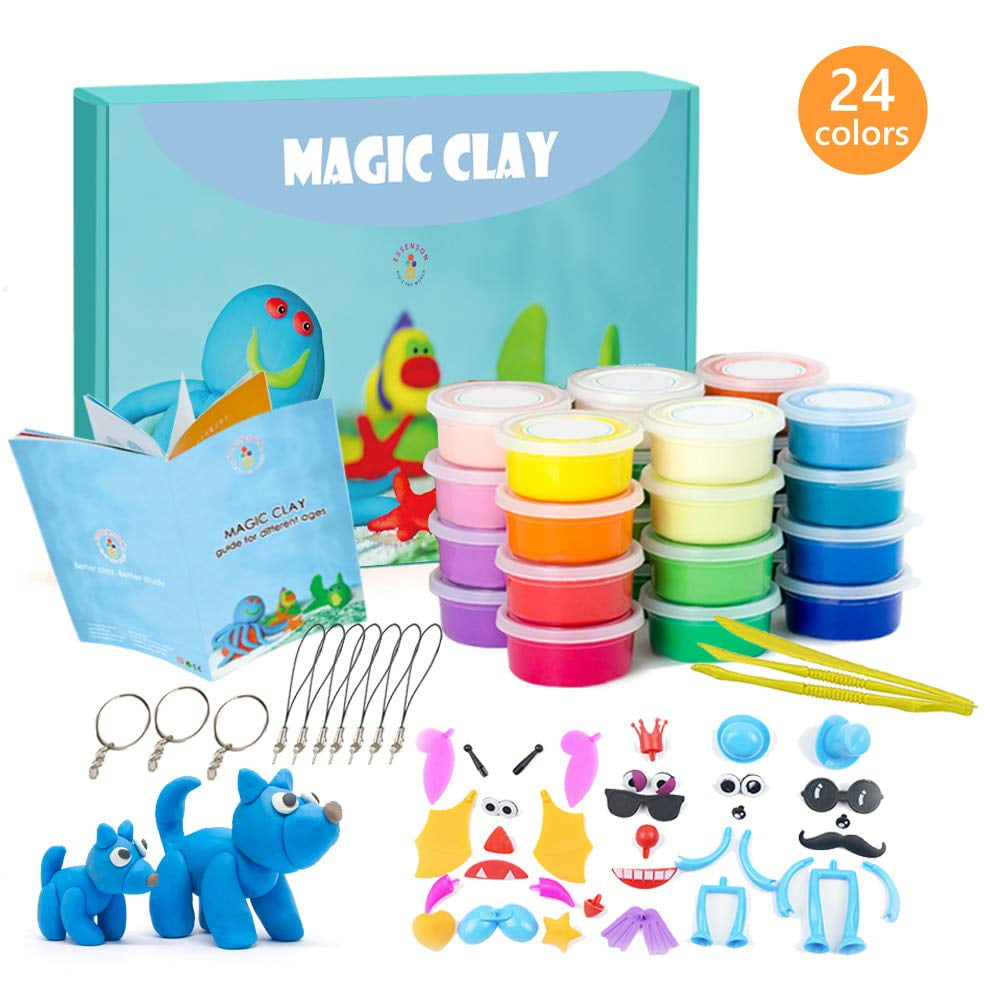 36 Colors Magic Clay Super Light Nontoxic & 8 Clay Tools Air Dry Clay Kit Soft Light DIY Molding Clay with Sculpting Tools Animal Decoration Molding Set Gift for Boys & Girls 4 + 