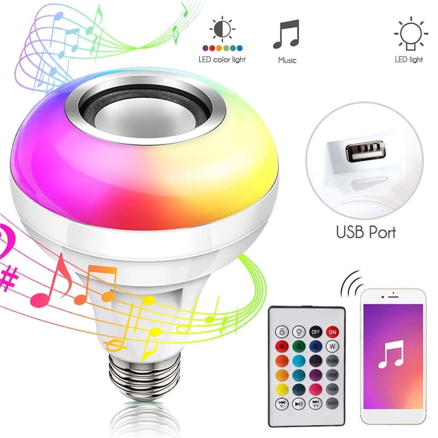 Rgbw Música Bulbo LED 4.2 Luz De AltaVoz 12W E26 E27 Base Con 24 Llaves Remoto Para La Iluminación De La Fiesta Del Dormitorio