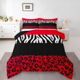 thumbnail image 2 of Erosebridal Red Leopard Print Bedding King Comforter Set, Geometric Down Comforter, Zebra Decoration, Ultra Soft 3 Pieces, 2 of 7