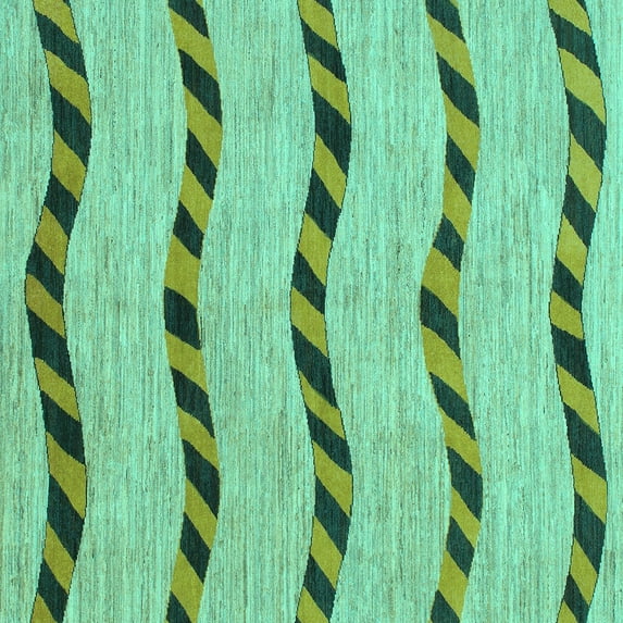 Ahgly Company Indoor Square Abstract Turquoise Blue Modern Area Rugs, 4' Square