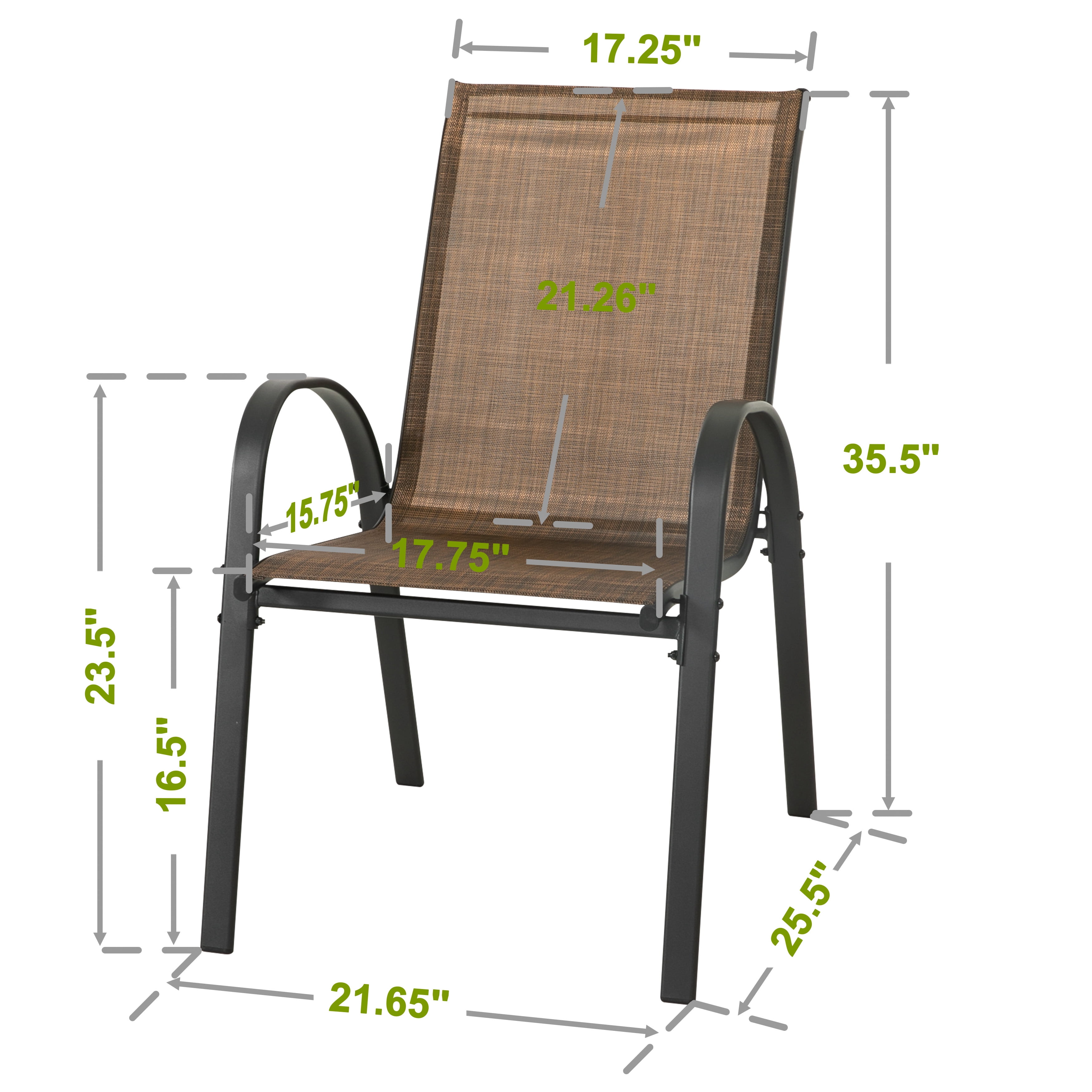 Nuu Garden Outdoor Stackable Chairs Set of 4, Patio Dining Chairs for All Weather, Breathable Textilene Outdoor Chair Set with Armrests, Brown