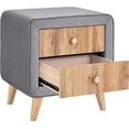 thumbnail image 3 of Modern Nightstand with 2 Drawers, Upholstered Wooden Bedside Table, Fully Assembled Except Legs and Handles for Bedroom/Living Room, 3 of 9