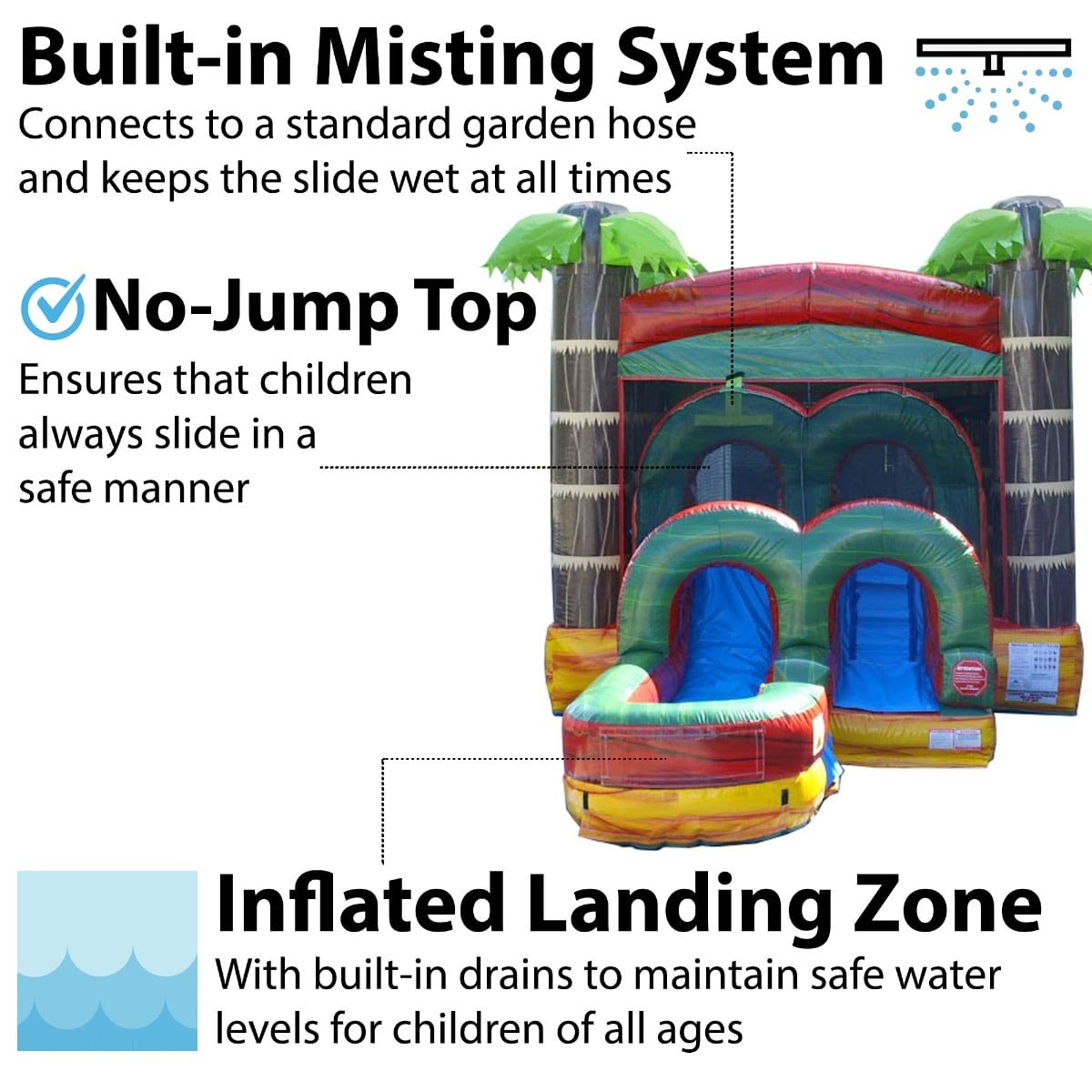 TentandTable Commercial Inflatable Water Slide, Bounce House and Splash and Ride Waterslide Trio