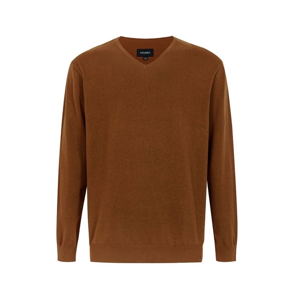 Krumba Chandail pour Homme Grande Taille en Coton Surdimensionné à Manches Longues Tricoté Léger Décontracté Plus Chandails Camel 6TG