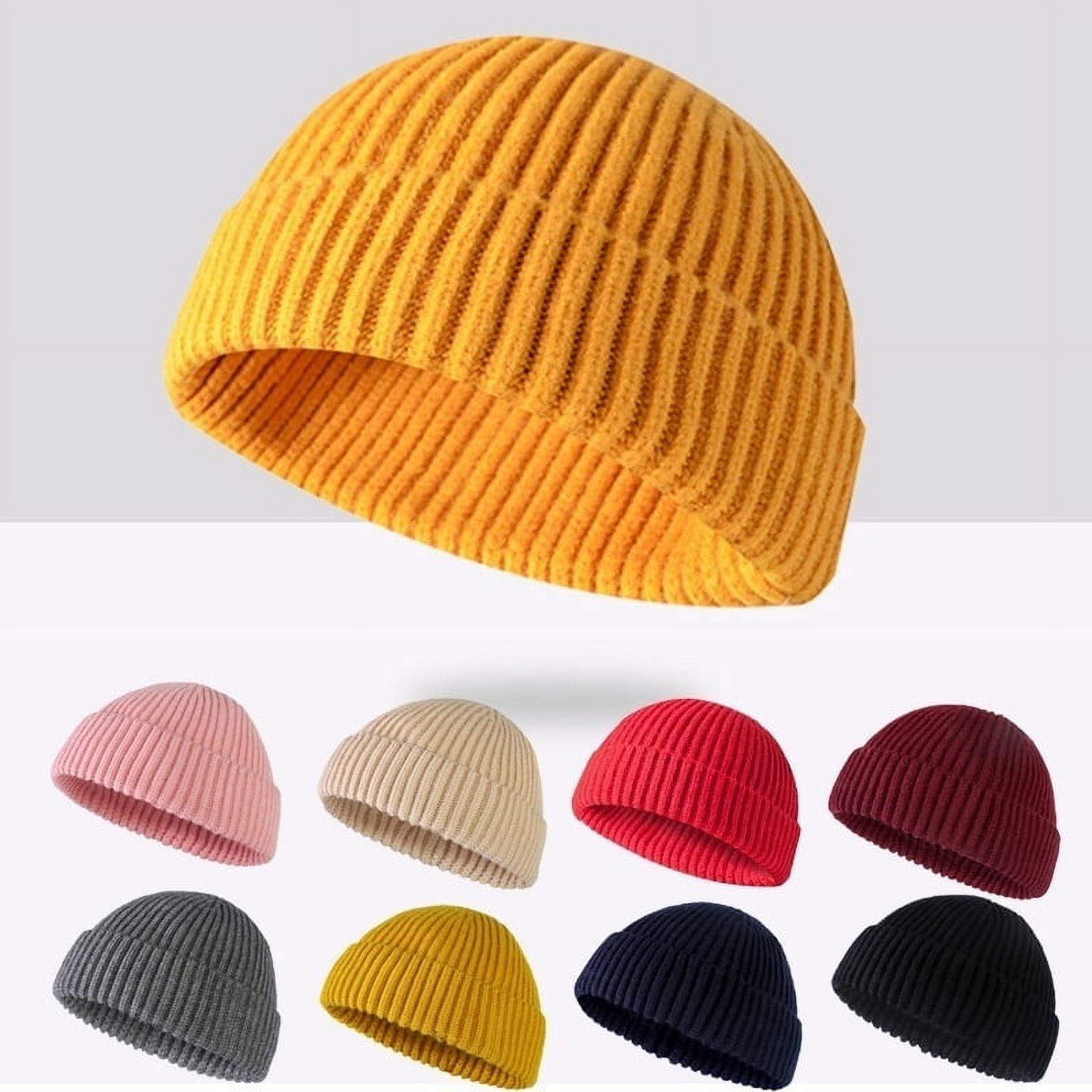 Men Fashion Knitted Hat Beanie Skullcap Sailor Cap Cuff Brimless
