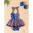 thumbnail image 2 of Genuiskids Newborn Baby Girl 4th of July Romper Halter Backless USA Flag Stars Striped Tutu Skirt Independence Day Outfit Summer Clothes, 2 of 8