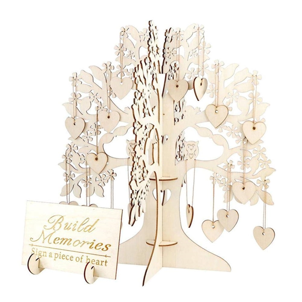 Wedding Wishing Tree Set Guest Book Party Home Hearts Pendant Diy Signing Card Walmart Com Walmart Com