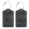 thumbnail image 4 of Black and White Gold Foil Marble Luggage Tags for Suitcase PU Privacy Cover ID Label Address Card 1 PC with Stainless Steel Loop, 4 of 5