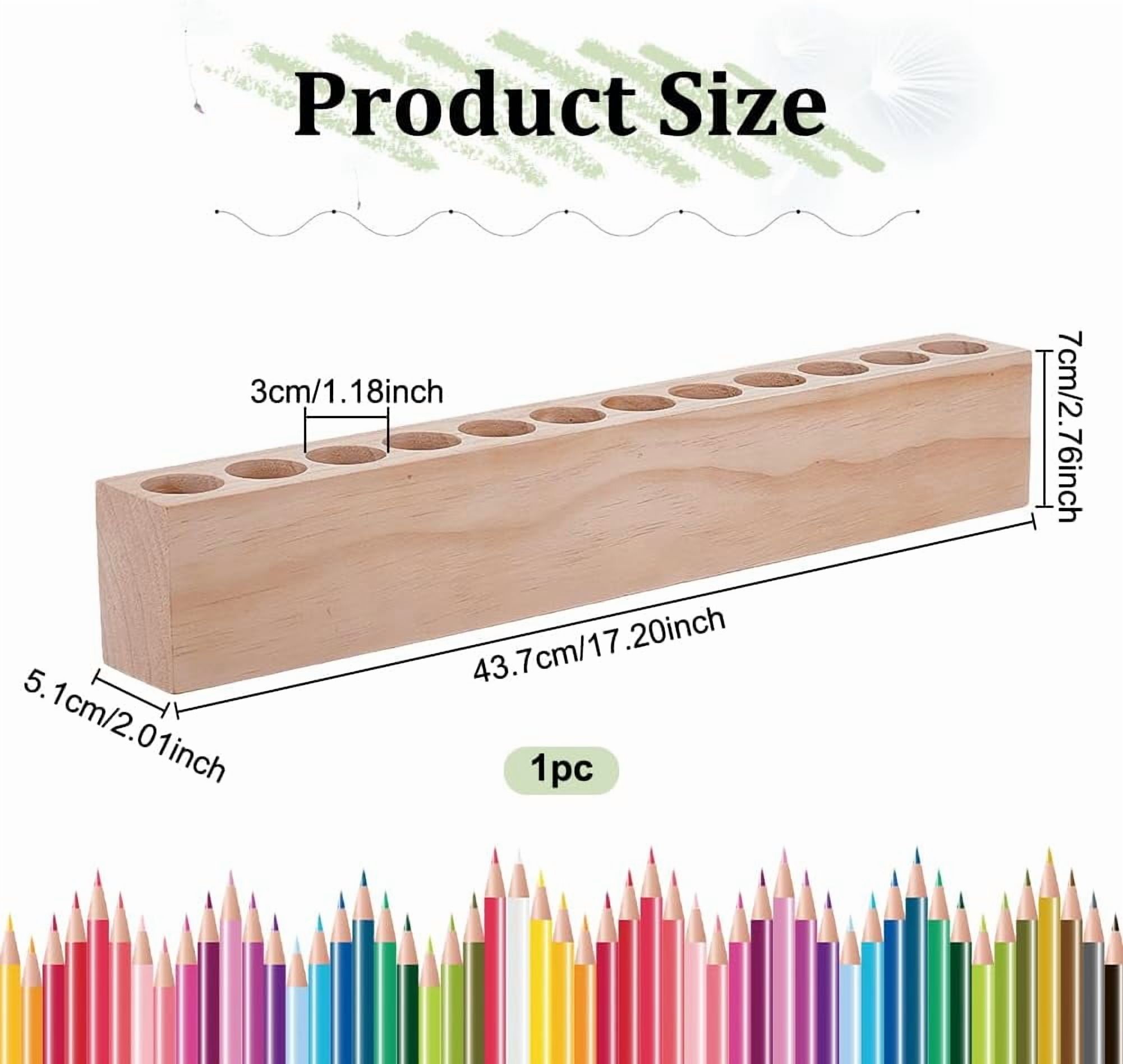 Wooden Colored Pencil Holder Crayon Holder with 12 Holes Pencils Organizer Storage for Storage Caddy Case Pen Holder for Colored Pencils Markers Crayons Desk Accessories diy