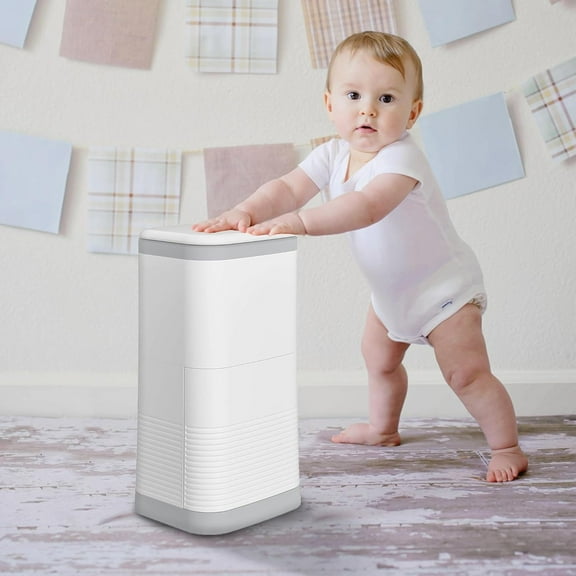 Diaper Pail Odor Locking, with Child-Safe Lock, Cost-Effective Refill System, Holds up to 20 Newborn Diapers, White