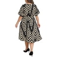 thumbnail image 3 of Agnes Orinda Women's Plus Size Dress Chevron V Neck Short Sleeve Striped Detachable Belt Casual Beach Dresses 2026 1X Black, 3 of 6