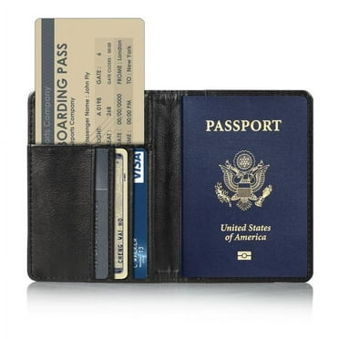 Passport Holder Travel Wallet RFID Blocking Case Cover, EpicGadget Premium PU Leather Passport Holder Travel Wallet Cover Case (Black)