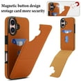thumbnail image 4 of Back Case for iPhone 16 Plus, Card Slots Kickstand PU Leather Magnetic Button Shockproof Protective Stylish Ultra Slim Phone Case Cover Compatible with iPhone 16 Plus, Brown, 4 of 7