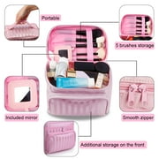 SUPTREE Makeup Bag Travel Cases Cosmetic Bag with Handle for Women Men Travel Organizers Pink
