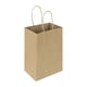 thumbnail image 1 of Paquete de 10 bolsas de regalo pequeñas de papel natural liso de 5.25x3.25x8.25 pulgadas con asas a granel, bolsas Kraft para regalos de fiesta de cumpleaños, comestibles, compras al por menor,, 1 of 5