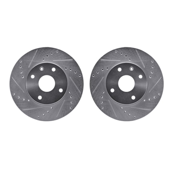 Dynamic Friction Company Rear Brake Rotors Drilled and Slotted Silver - 7002-27045