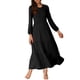 thumbnail image 2 of Vestidos A-Line en capas INSPIRE CHIC para mujer, vestido midi casual de manga larga con cuello redondo y bolsillos, L negro, 2 of 6