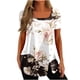 thumbnail image 2 of ICHUANYI Clearance Fashion Womens Casual Printed Square Neck Short Sleeve Buttons Tops Loose Blouses(White, XXL) ICHUANYI WER2023080703749, 2 of 5