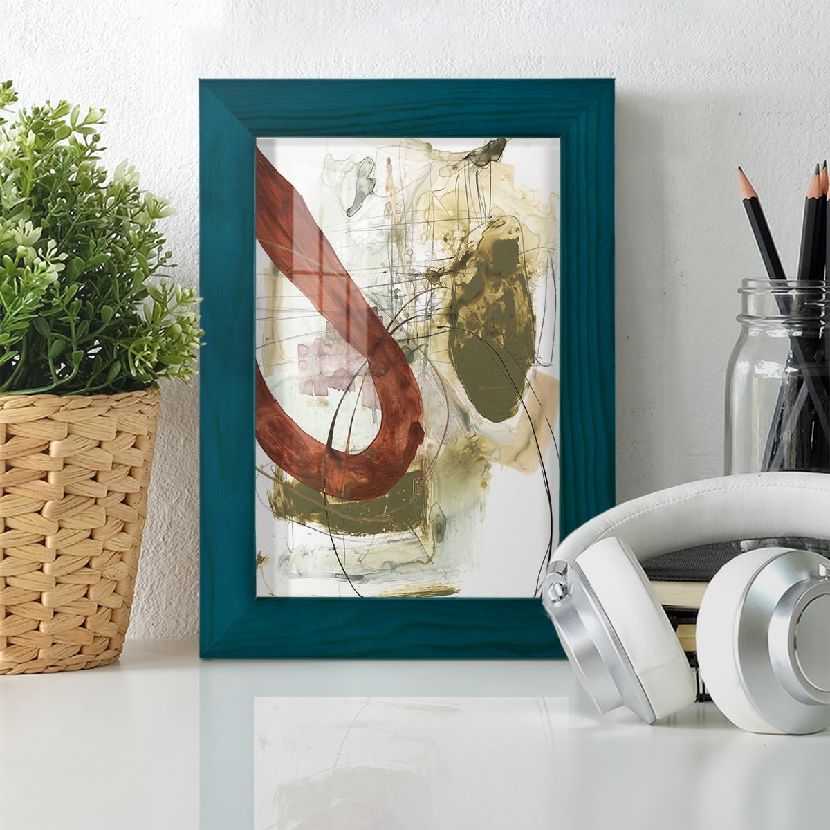 Rusted Loops I - Framed Print w/glass - Ocean Blue