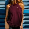 thumbnail image 2 of Wycnly Tank Tops for Women off Shoulder Hollow out Breathable Loose Vest Tops Summer Solid Halter Sleeveless Shirts Fashion Blouses Wine XXL, 2 of 5