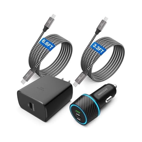 xixishop 45W USB-C Charger, 2-Pack 45 Watt Super Fast Charger Type C PPS Wall/Car Charger for Samsung Galaxy S26 Ultra/S26 /S25 Ultra/S24 /S23/S22 Ultra/Note 10 , Tab S9 (6.6FT 3.3FT 5A Type C Cable)