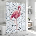 thumbnail image 6 of Pink Flamingo Bathroom Shower Curtains with 12 Hooks Polyester Waterproof Shower Curtain for Stalls and Bathtubs Blue Polka Dots Tropical Modern Art Decorative Bathroom Privacy Curtain 54x78 Inches, 6 of 9