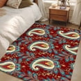 thumbnail image 4 of 3'x5' Area Rugs, Red Boho Botanical Indoor Outdoor Area Rug for Living Room Bedroom, Southwestern Retro Leaves Ethnic Tribal Washable Bathroom Rugs Kitchen Floor Carpet Mats Home Decor Aesthetic, 4 of 8
