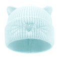 thumbnail image 2 of Baby Knit Beanie Cat Ear, Toddler Newborn Winter Warm Cute Ears Love Heart Embroidered Infants Cap, Sky Blue 6-36 Months, 2 of 8